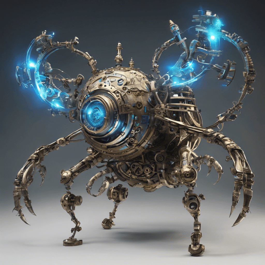 A hovering, clockwork creature with whirring cogs and flickering temporal energy swirling at its core. It has mechanical limbs ending in clawed pincers and a head that resembles an intricate, ancient timepiece, its eyes glowing with a menacing blue light.