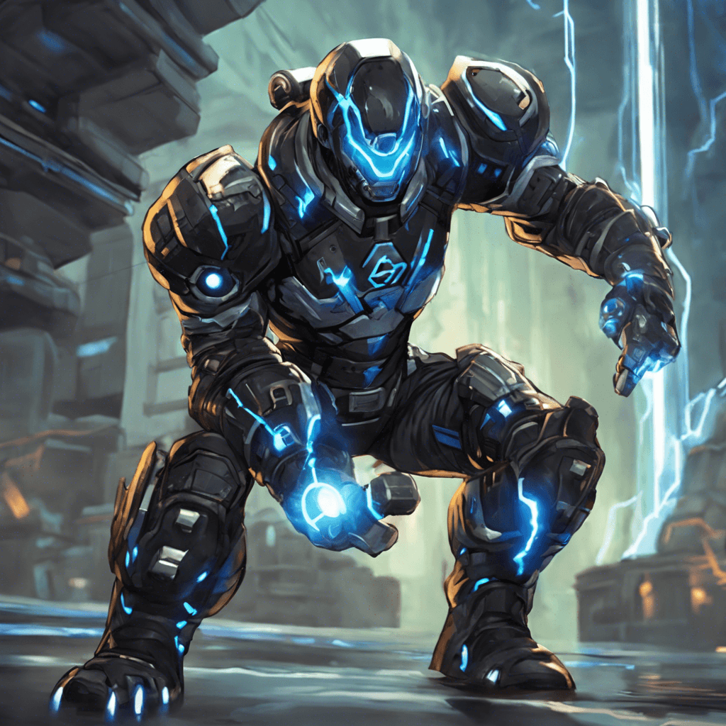 Boltstrike is a cybernetically enhanced mercenary with a sleek, black exosuit that crackles with blue electricity. Their eyes glow with a menacing intensity, and they move with lightning-fast reflexes, making them a formidable opponent in combat.