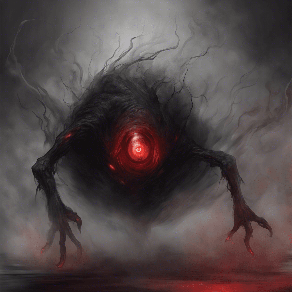 A creature of darkness and whispers, made more of smoke than flesh. It glides close to the ground, its form fluid and constantly shifting. Two pulsing red eyes serve as the only constant feature on this otherwise amorphous entity.