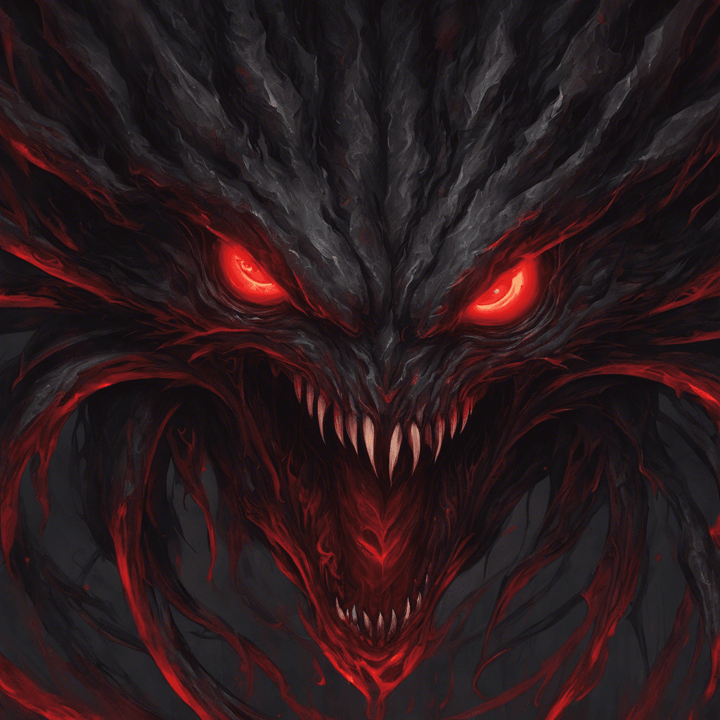 A swirling mass of darkness, the Shade of Vengeance emerges from the ground, its form both shapeless and ever-shifting. Two glowing red eyes pierce through the swirling dark tendrils. It exudes an aura of malice and anger.