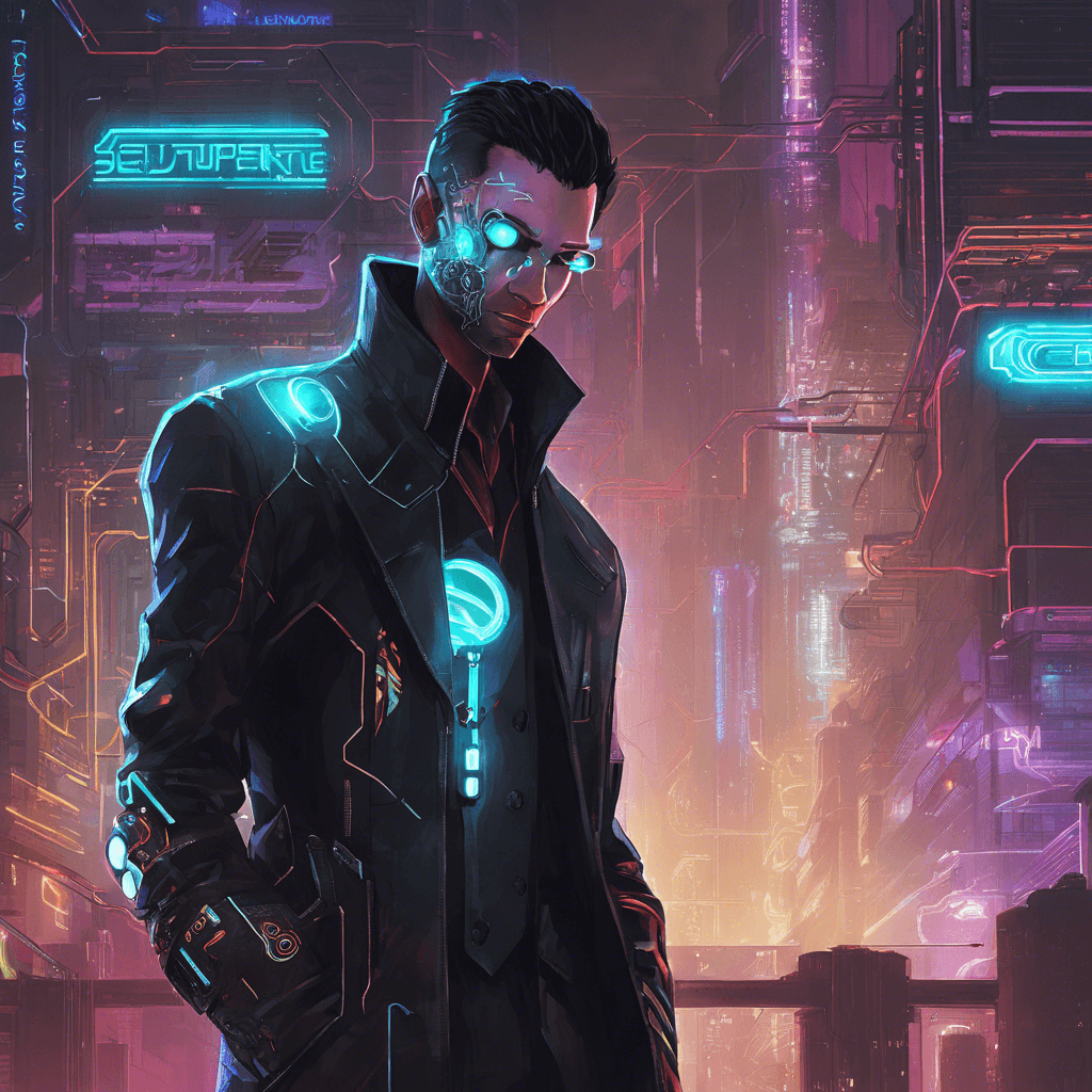 The Shadow Netrunner is a cybernetically enhanced hacker, clad in a sleek black suit embedded with glowing circuits. Their eyes shine with digital intensity, scanning the environment for potential threats or vulnerabilities. Wielding a pair of electrified gauntlets, they are capable of manipulating the digital and physical world with ease.