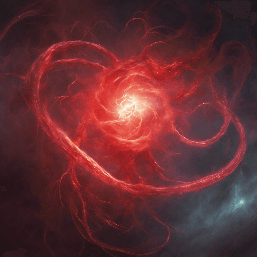 A hovering, amorphous creature with a pulsating bright red core and tendrils of pulsing energy emanating from its center, creating a hazy, red nebulous aura around it.