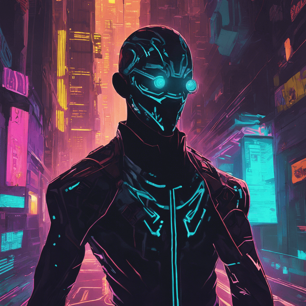 The Techno-Shade is an elusive enemy that appears as a shadowy figure with neon circuit patterns glowing beneath its skin. It moves with unnatural speed and agility, blending into the darkness of the cyberpunk metropolis. Its eyes flicker with malevolent light, scanning for its next target.