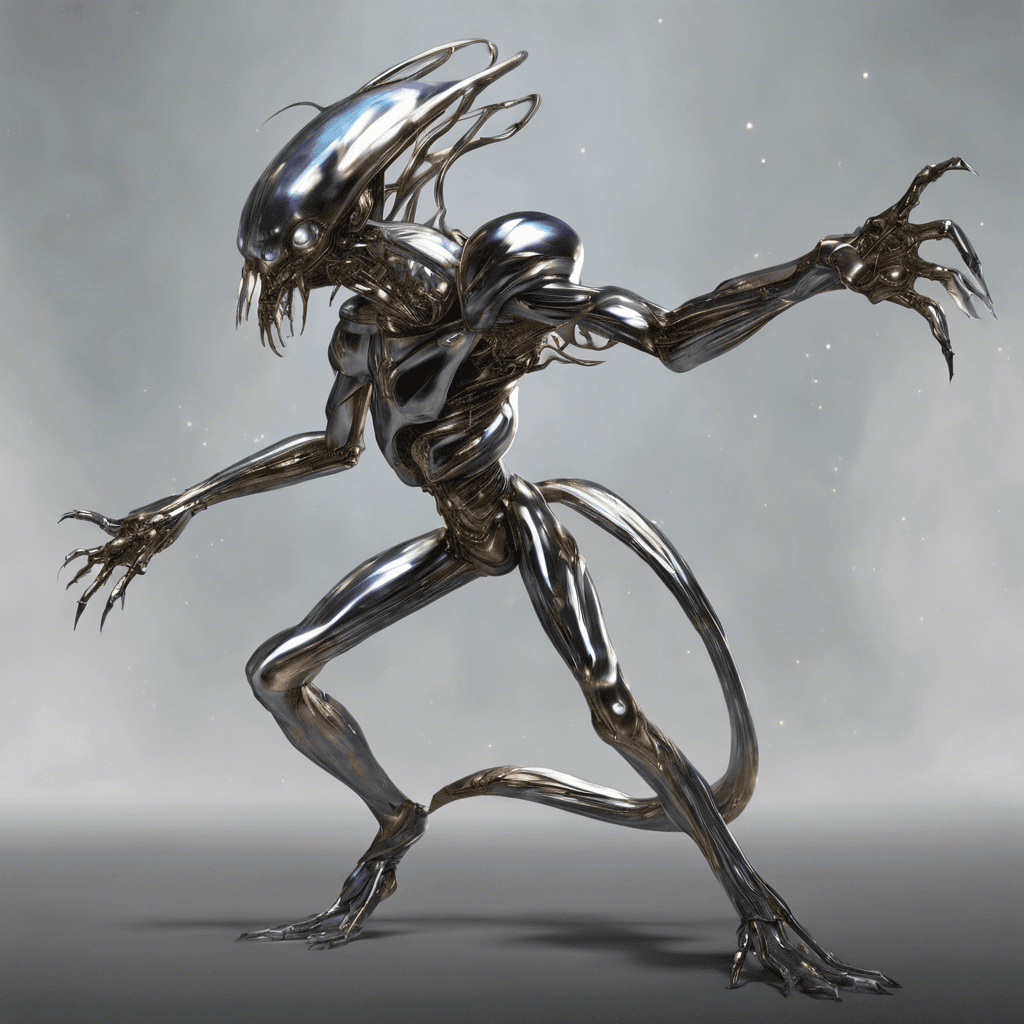 A sleek, metallic creature with a distorted, shimmering body, giving the appearance of being out of sync with the current dimension. It has multiple limbs that phase in and out of visibility and seems to wield weapons made of condensed time anomalies.