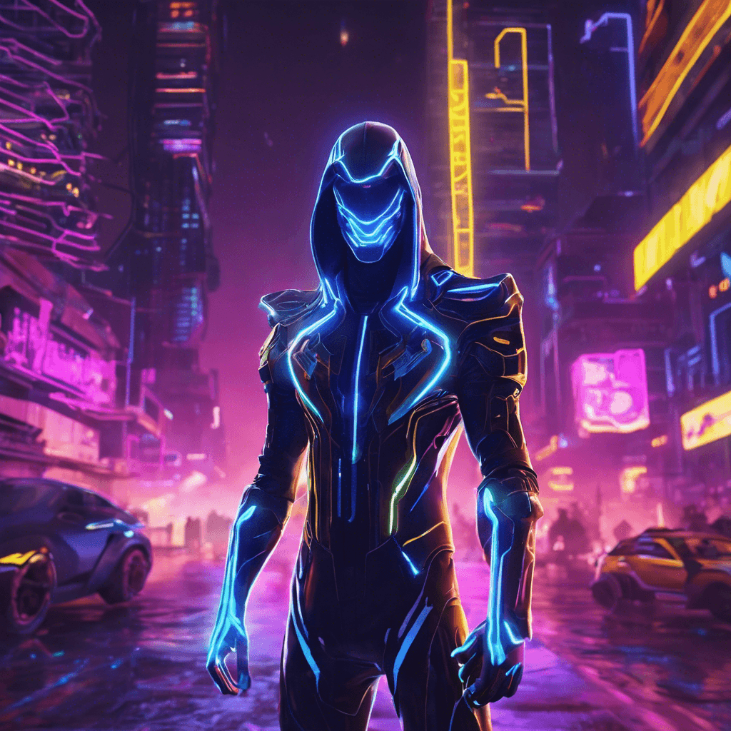 The Neon Spectre is a shadowy figure cloaked in pulsating neon lights, blending into the digital landscape of Nova City. Its cybernetic enhancements make it move with lightning speed and strike with deadly precision, leaving a trail of neon energy in its wake.