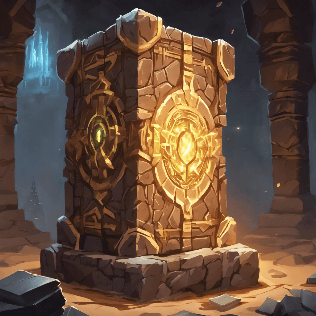 A towering construct of ancient stone, inscribed with glowing runes. It hovers ominously, bound tomes circling its core, waiting to unleash arcane knowledge as a weapon.