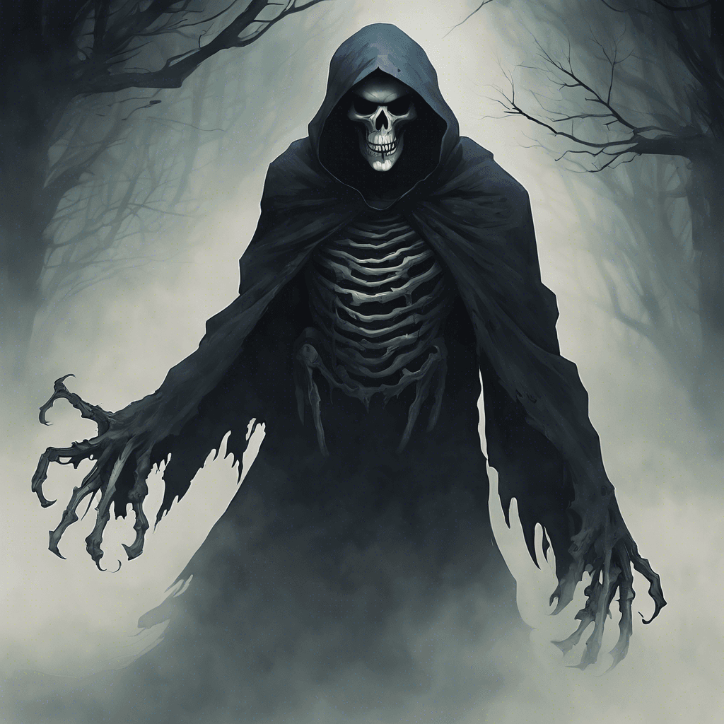 The Phantom Stalker is a specter shrouded in darkness, its form constantly shifting and engulfed in a cold mist. Its eyes glow with an eerie light, and its presence brings a bone-chilling sensation to all who encounter it. It moves silently, stalking its prey with relentless determination.