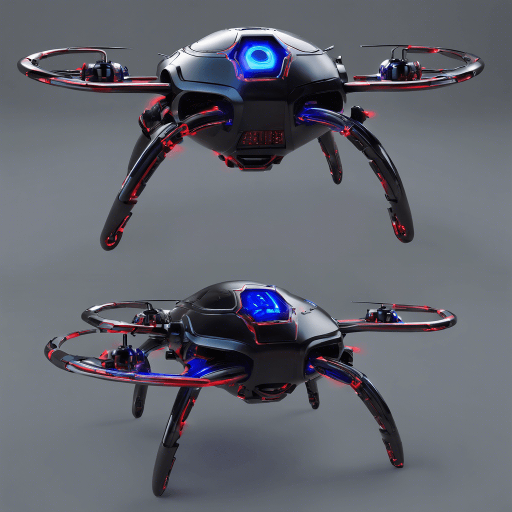 The Void Drone is a sleek, metallic drone adorned with glowing blue circuits. It hovers effortlessly above the ground, emitting a low hum. Its single red eye scans its surroundings with precision, ready to attack any intruders.