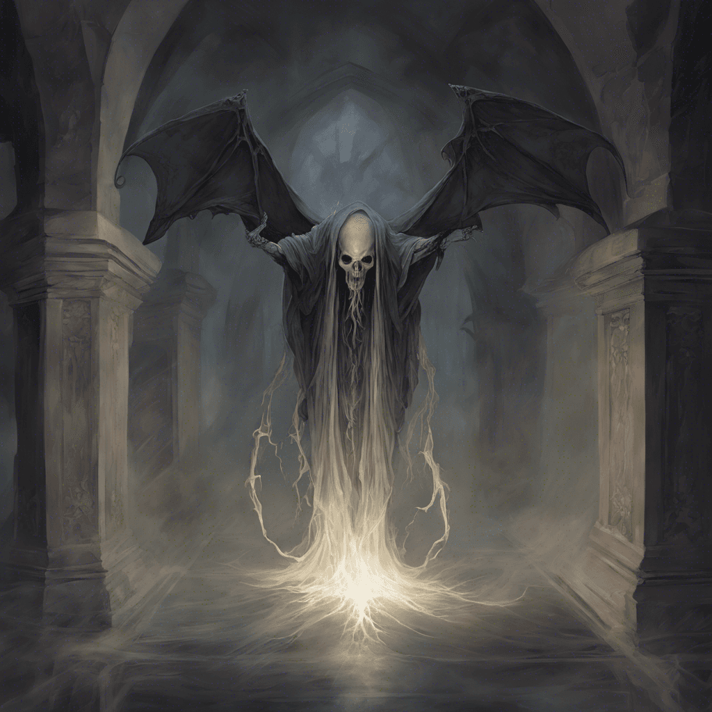 A formless specter that drifts above the crypt's floor, its translucent body shifting with hues of despair. Tendrils of darkness emanate from its core like smoky tendrils seeking warmth.