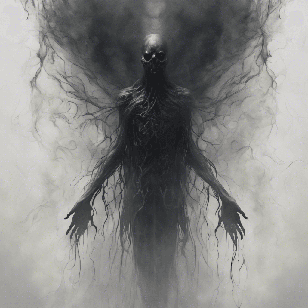 A translucent figure, its edges blurred and constantly shifting. It emits an eerie glow, tendrils of dark mist flowing from its form. Its eyes are empty black pits, and its mouth is open in a perpetual silent scream that suddenly turns into a deafening wail.