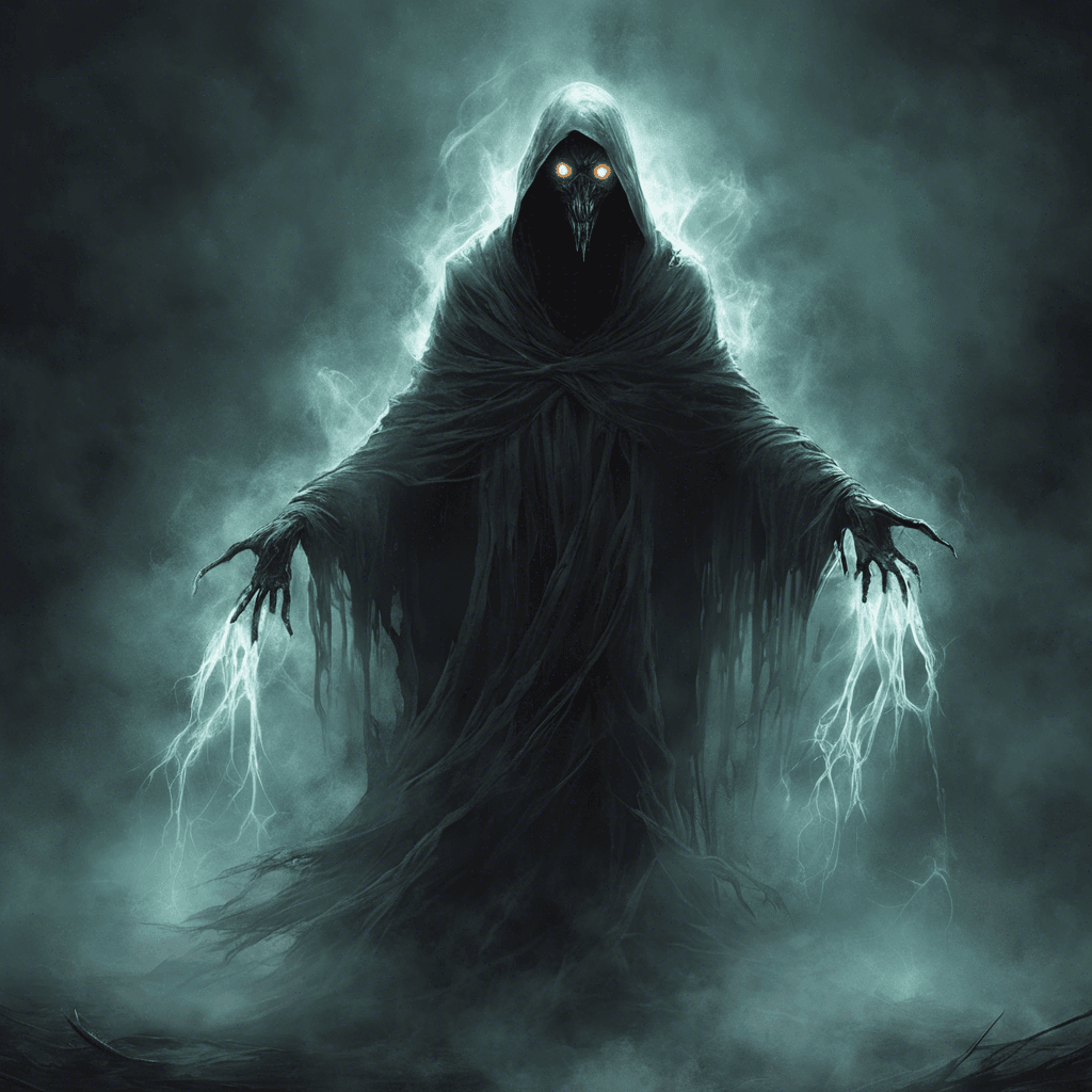 A dark and menacing figure, the Spectral Wraith is a ghostly entity shrouded in tattered robes that seem to flow and shift like mist. Its eyes burn with a cold, otherworldly light, and its presence chills the very air around it. The Spectral Wraith emits an eerie wail that can freeze the bravest of hearts.