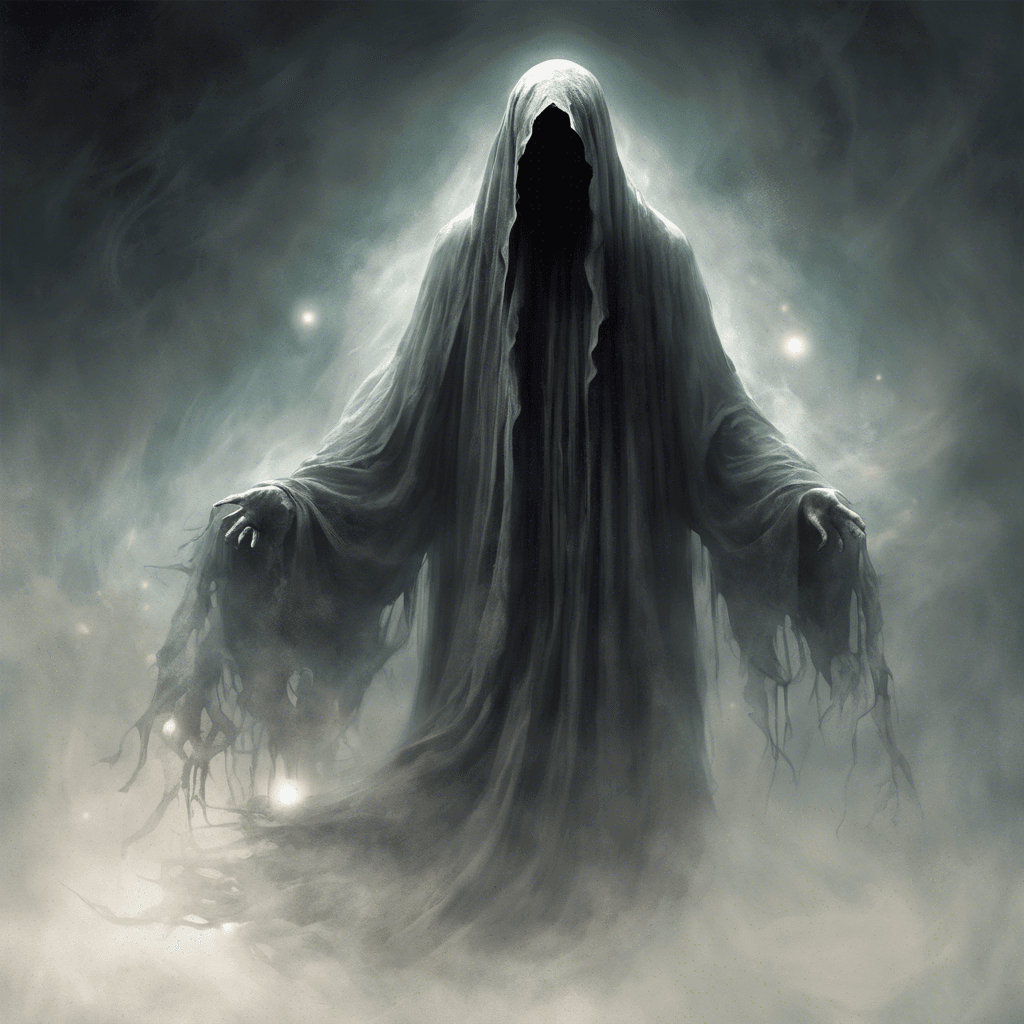 The Specter of the Forgotten is a ghostly figure shrouded in tattered, ethereal robes. Its eyes glow with a malevolent light, and its whispers chill the very air around it. The ghostly figure floats eerily above the ground, leaving no footprints in its wake.