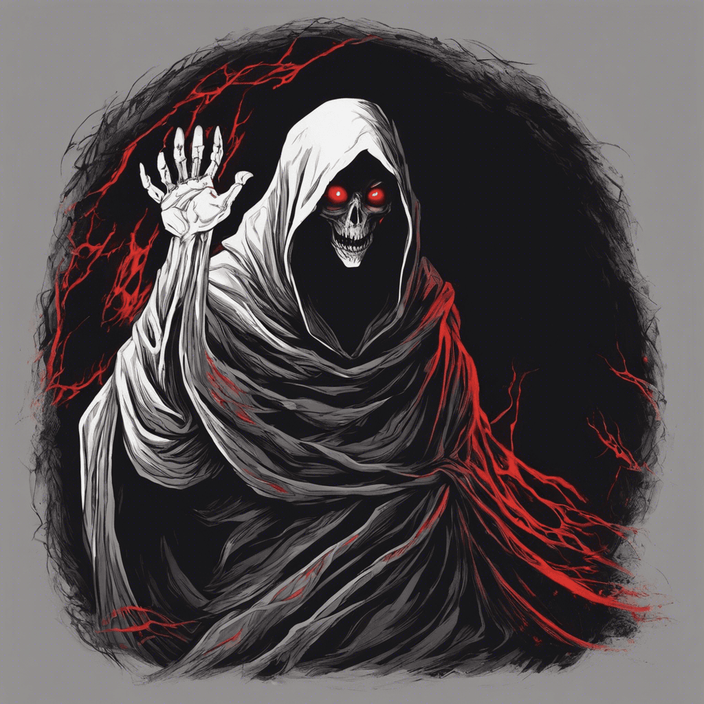 The Specter of Shadows is a ghostly figure cloaked in darkness, with glowing red eyes that pierce through the veil of night. Its form shifts and flickers, making it difficult to focus on its true shape. Emanating a bone-chilling aura, it seems to draw strength from the fear it instills in its victims.