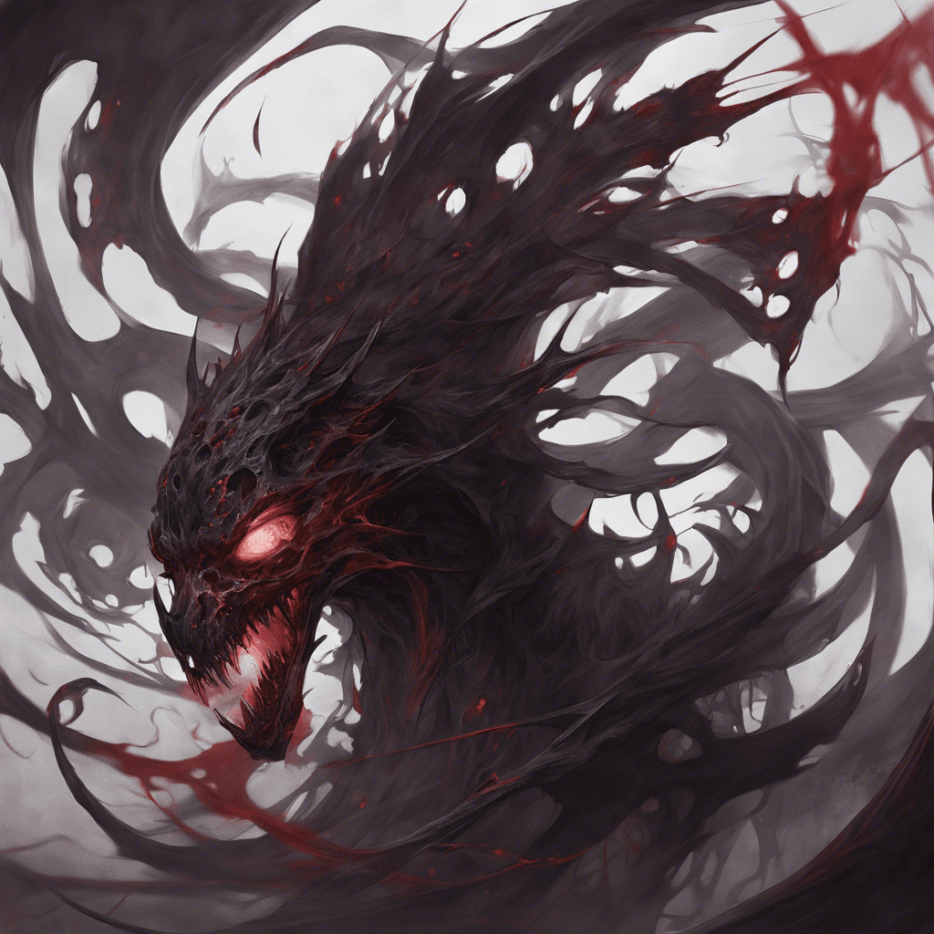 A swirling mass of shadows with piercing crimson eyes. Its form is skeletal, wrapped in tattered robes that move as if alive. Wisps of dark energy emanate from its ethereal body.