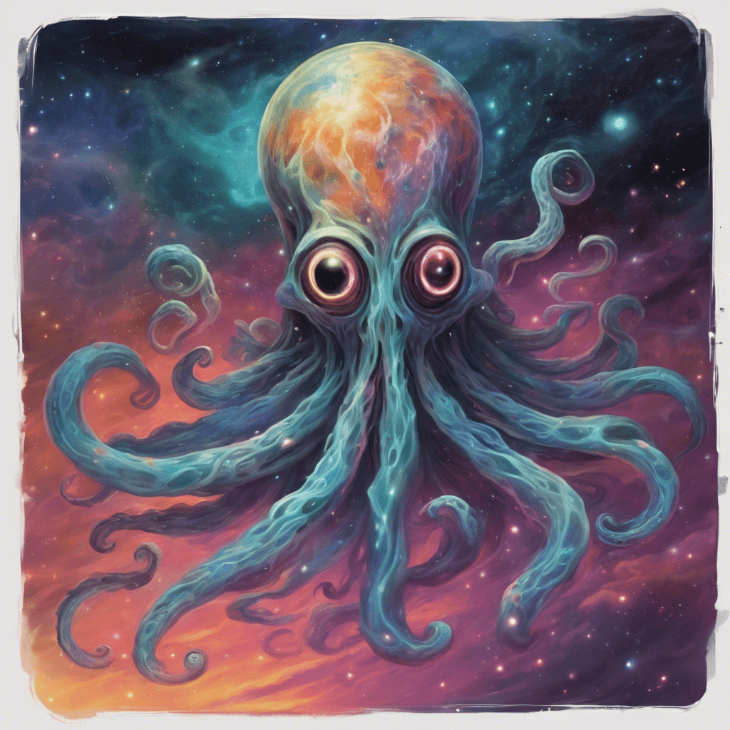 The Nebula Phantom is a ghostly entity shrouded in swirling colors of the cosmos, with tentacles of light extending from its core. Glowing eyes peer out from the depths of its nebulous form, exuding an aura of cosmic dread that freezes the hearts of those who gaze upon it.