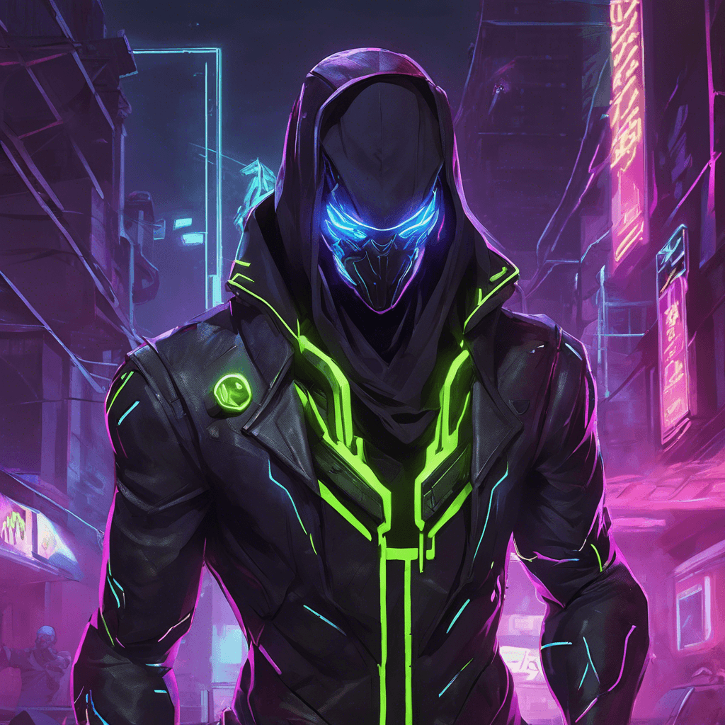 The Neon Hacker is a sleek and agile cybernetic enemy, cloaked in a neon-lit suit that blends perfectly with the dark alleys of Nova Arc. Their glowing cybernetic eyes scan the area for any signs of intrusion or threat, ready to strike with lightning-fast reflexes.