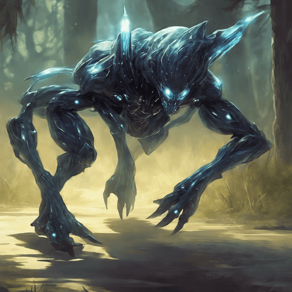 The Xenon Shadow Walker is a stealthy alien creature with shimmering, translucent skin that allows it to blend seamlessly into its surroundings. It moves with agility and grace, its sharp retractable claws poised to strike at any moment.