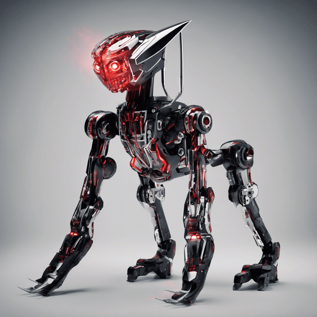 The Slicer Bot is a sleek, humanoid robot with razor-sharp claws and glowing red eyes that scan the area for potential threats. Its metal exterior is adorned with intricate circuit patterns, hinting at its advanced hacking capabilities. It moves with lightning speed, ready to strike at any moment.