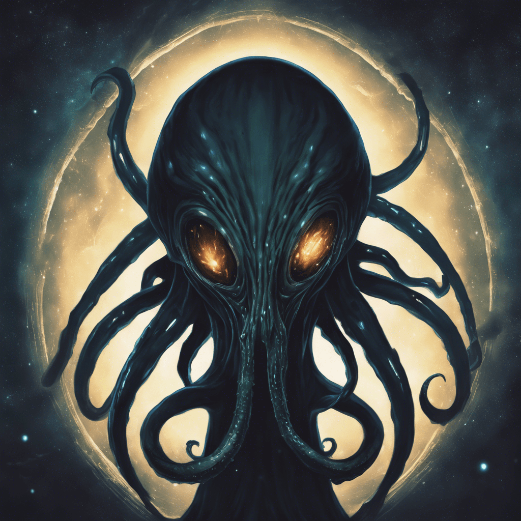 The Void Drifter is a menacing alien entity, lurking in the shadows of the Galactic Frontier. Its dark, amorphous form seems to absorb light, giving it an eerie appearance. Tentacles writhe from its body, ready to strike at any moment, and its eyes glow with an otherworldly intensity.