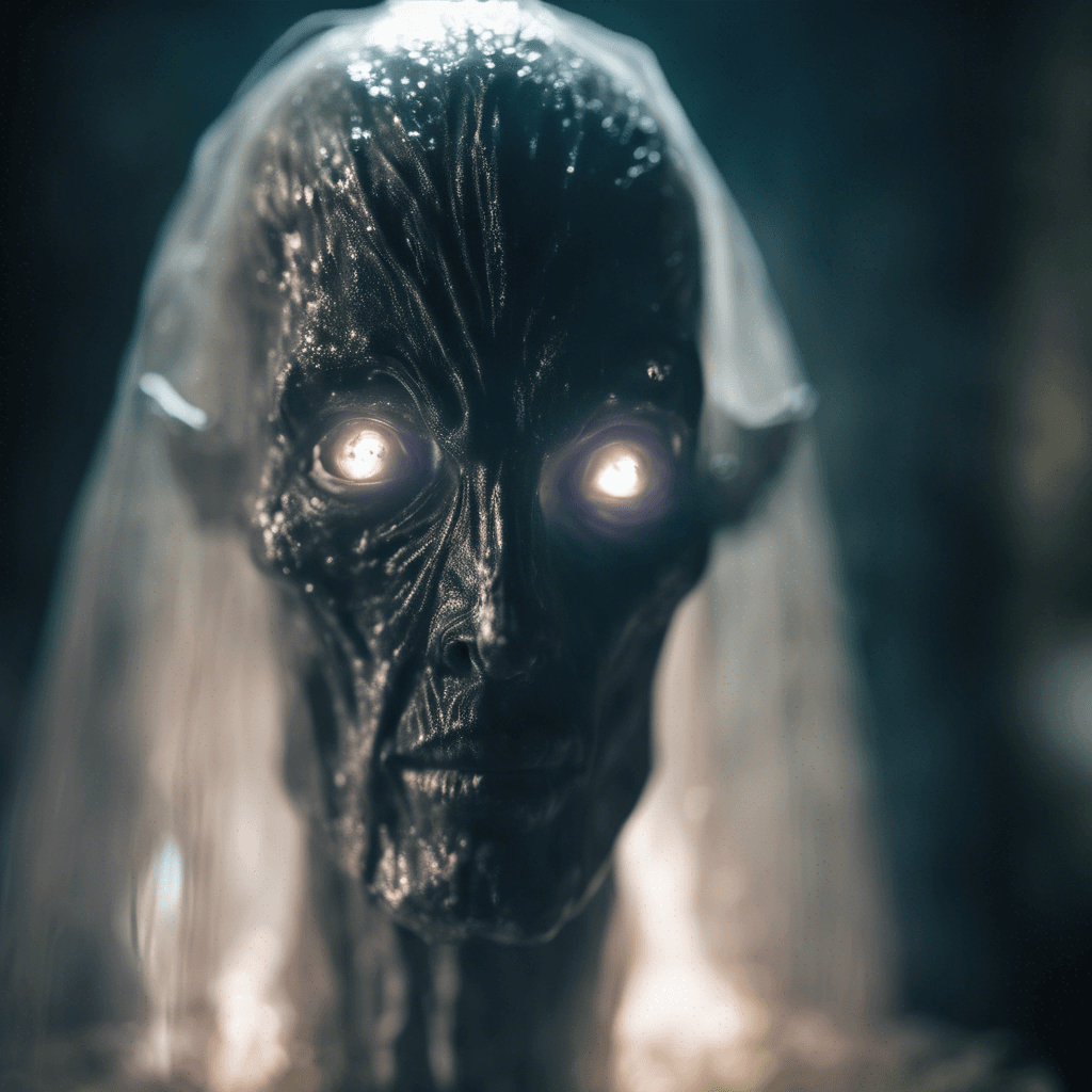 The Spectral Sentinel is a humanoid figure bathed in a ghostly aura, its form translucent and flickering with energy. It wields a shimmering energy blade that cuts through the air with an eerie sound, its eyes glowing with malevolent intent.