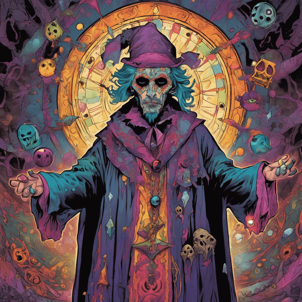 The Carnival Conjurer is a mysterious figure clad in colorful and tattered robes, adorned with arcane symbols. They wield the power to summon illusions and manipulate reality, making them a formidable foe in the abandoned carnival's twisted realm. Their eyes glow with an otherworldly light, hinting at their connection to the supernatural forces at play.