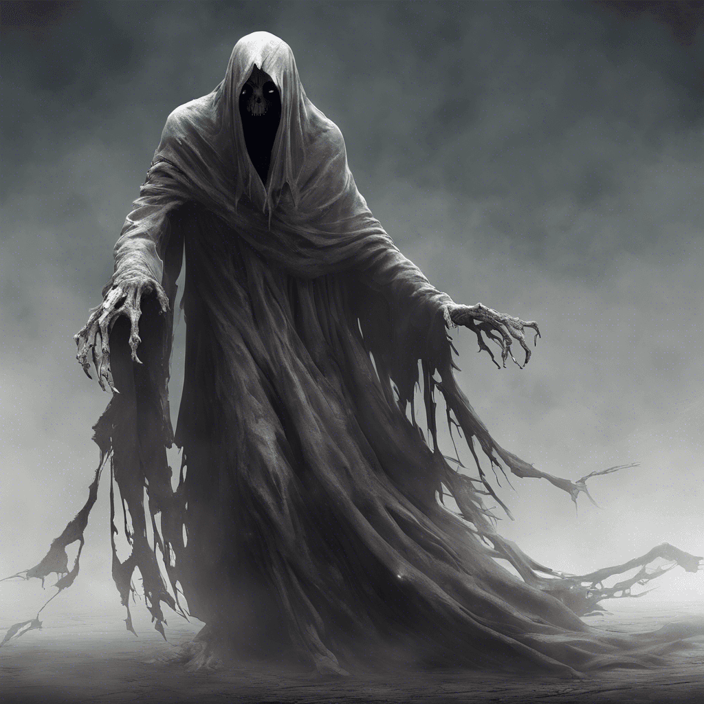 The Phantom Revenant is a ghostly figure draped in tattered robes, its spectral form shifting and contorting as if in eternal agony. Its hollow eyes gaze upon you with a chilling emptiness that pierces through your soul, sending shivers down your spine.