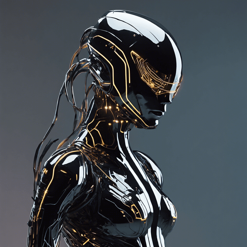 A humanoid figure with a slender build, covered from head to toe in black synth-leather. Glowing neon circuit patterns trace along their body, and their face is hidden behind a chrome visor. Their hands are equipped with cybernetic enhancements, ending in sharp metallic claws capable of slicing through steel.