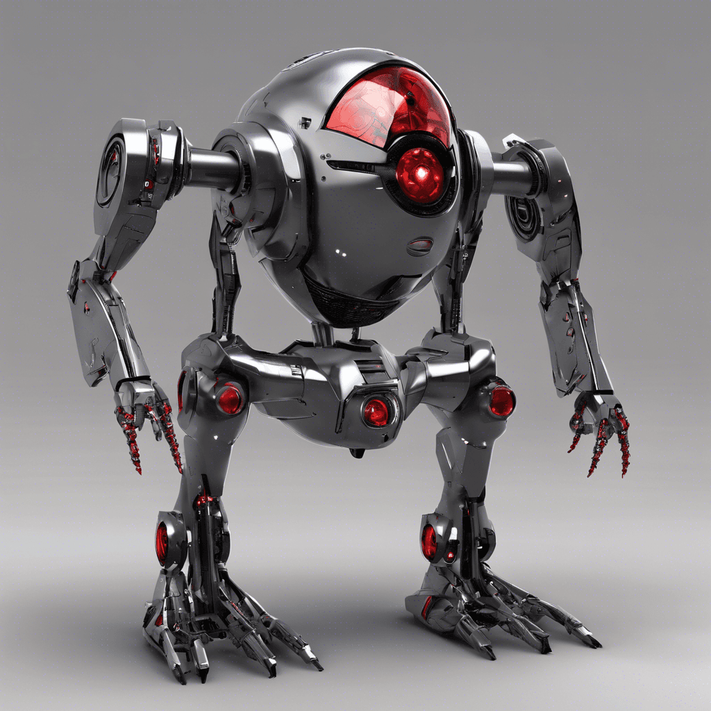 The Zeta-3 Assassin Droid is a sleek, humanoid-shaped robot with a polished chrome finish and red photoreceptor eyes that glow ominously. Its arms can morph into various weapons, and its body is adorned with numerous hidden compartments concealing a plethora of deadly gadgets.