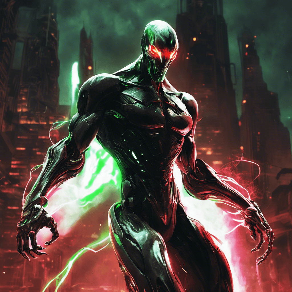 The Spectre Cyborg is a menacing figure cloaked in shadows, with glowing red cybernetic eyes piercing through the darkness. Its body is a blend of human flesh and machine, giving it unmatched speed and strength. It moves silently, like a ghost in the machine, ready to strike at any moment.