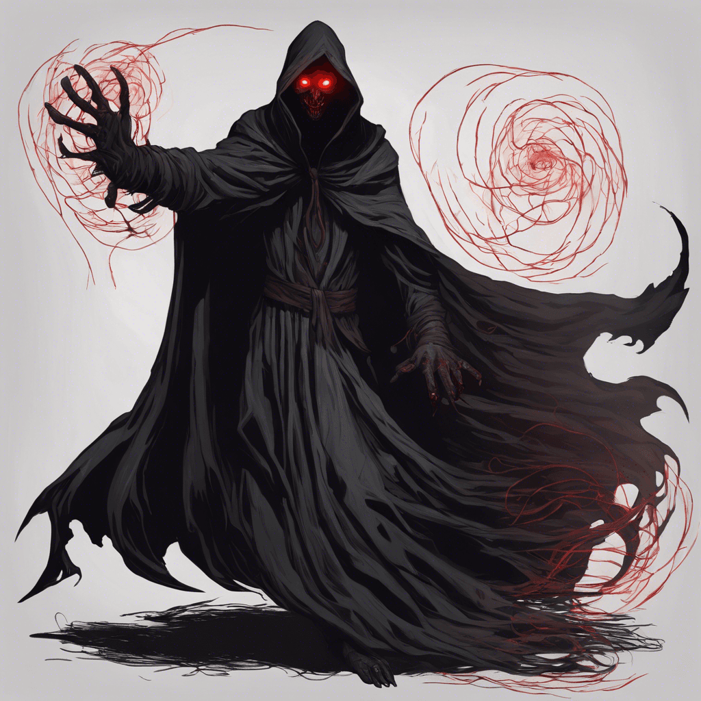 The Shadow Stalker is a dark, ethereal figure cloaked in shadows, with glowing red eyes that pierce through the darkness. It moves silently and swiftly, leaving wisps of cold air in its wake. It is said to be a manifestation of the darkest fears and regrets of those it hunts.