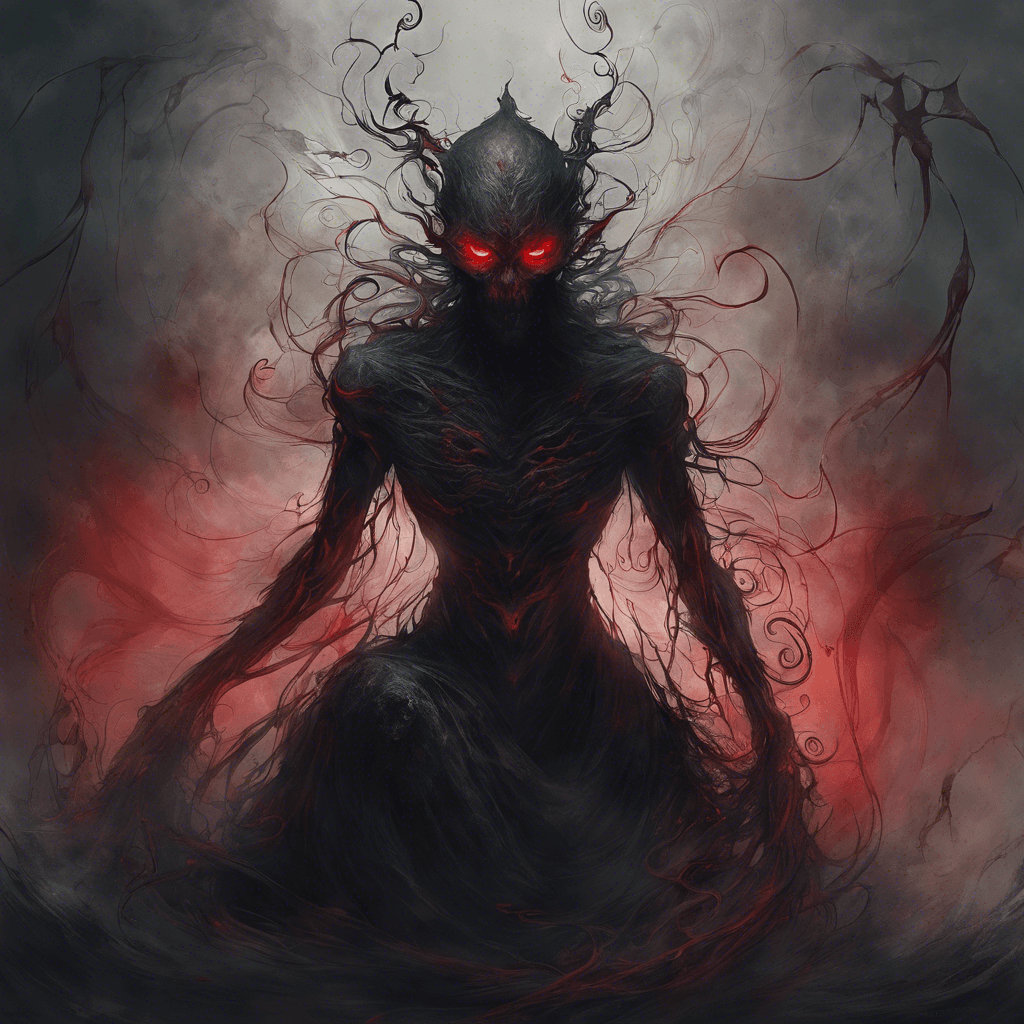 A formless shadow with piercing red eyes that seem to glow with malice. Its body shifts and swirls like smoke, tendrils of darkness reaching out like arms. Wisps of cold fog emanate from its core, chilling the bone.