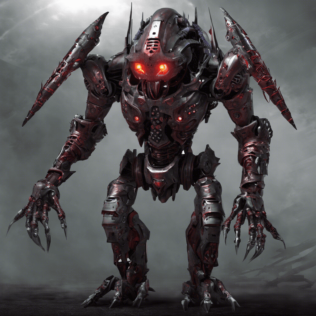 The Xenostalker is a towering, humanoid robot with sleek, metallic armor covered in intricate alien symbols. Its crimson eyes glow with a malevolent intelligence, and its mechanical limbs move with precision and speed. Built for combat and equipped with advanced weaponry, the Xenostalker poses a formidable threat to any who cross its path.