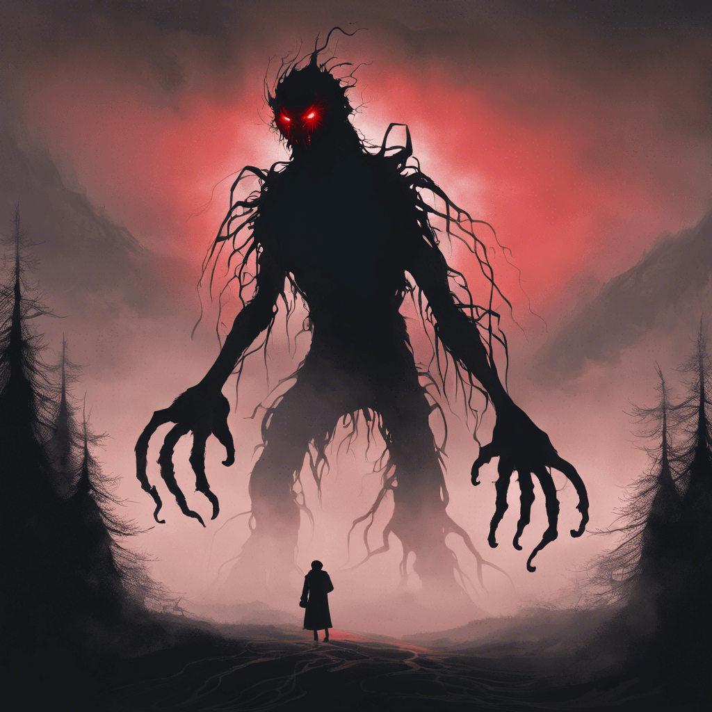 A silhouette of writhing darkness, with two gleaming red eyes. It floats above the ground, leaving a trail of chilling mist.