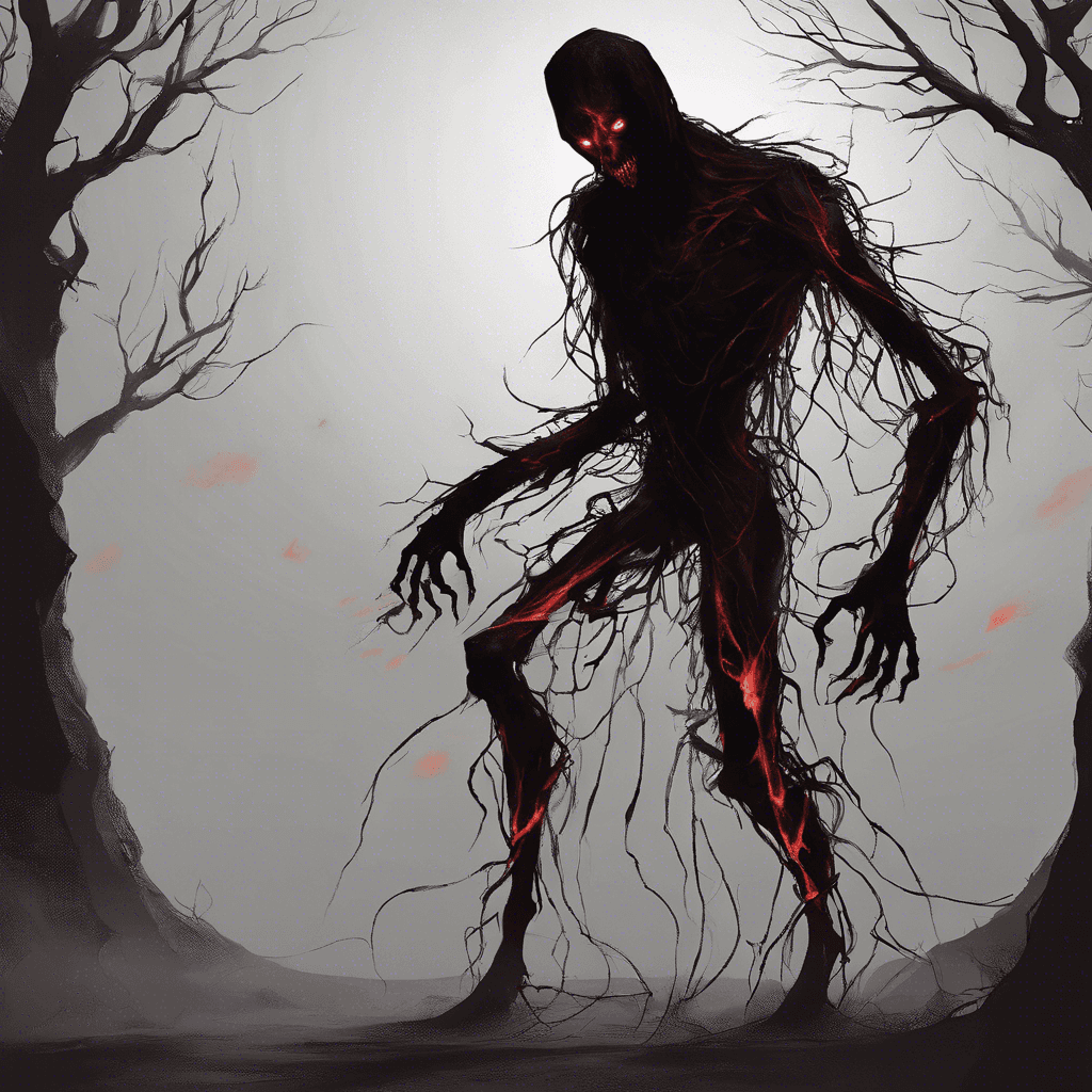 The Nightmare Specter is a shadowy figure that haunts the dreams of its victims, feeding off their fears and draining their life force. Its eyes glow with an eerie red light, and its disembodied voice whispers chilling prophecies of doom. It appears as a dark silhouette of a humanoid figure with twisted features that seem to shift and contort with each passing moment.