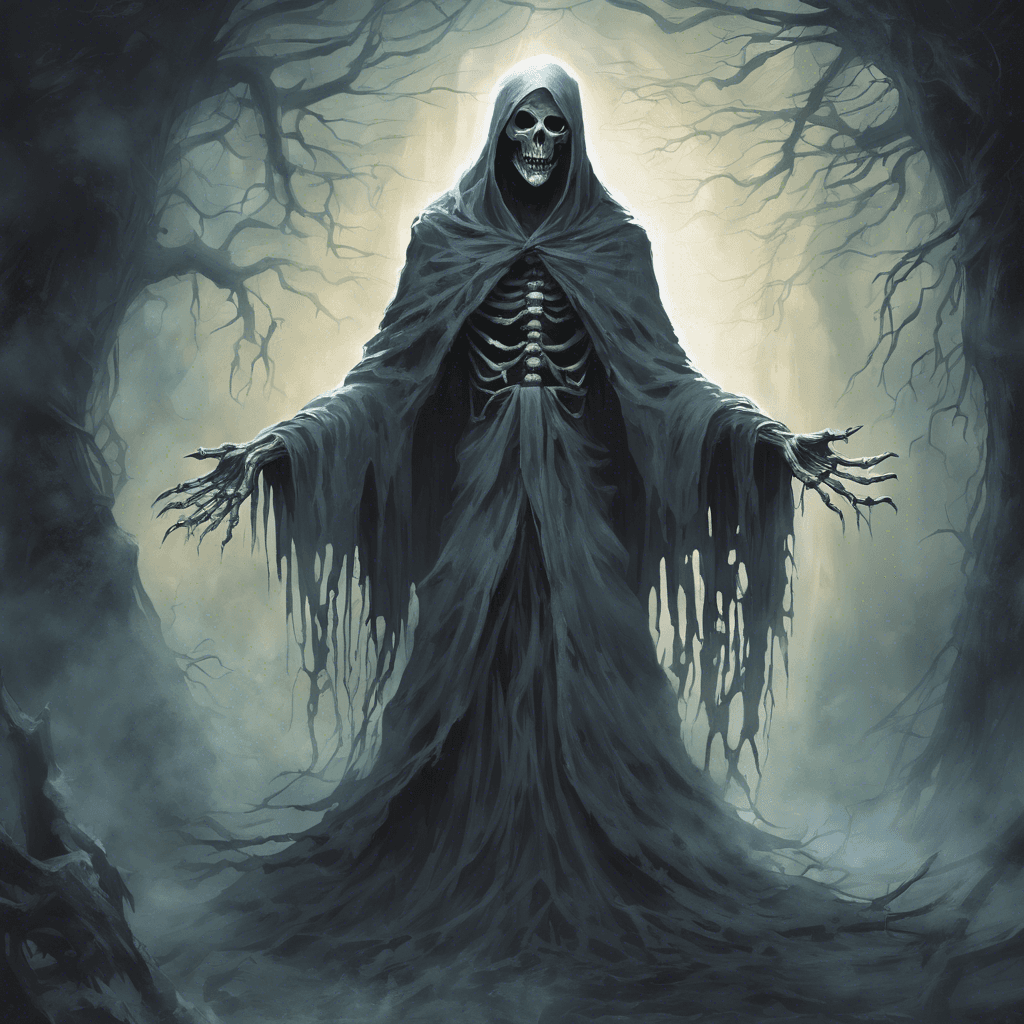 The Ethereal Wraith is a ghostly figure with tattered robes, glowing eyes, and long, skeletal fingers that reach out towards you. Its presence chills the air and sends shivers down your spine.