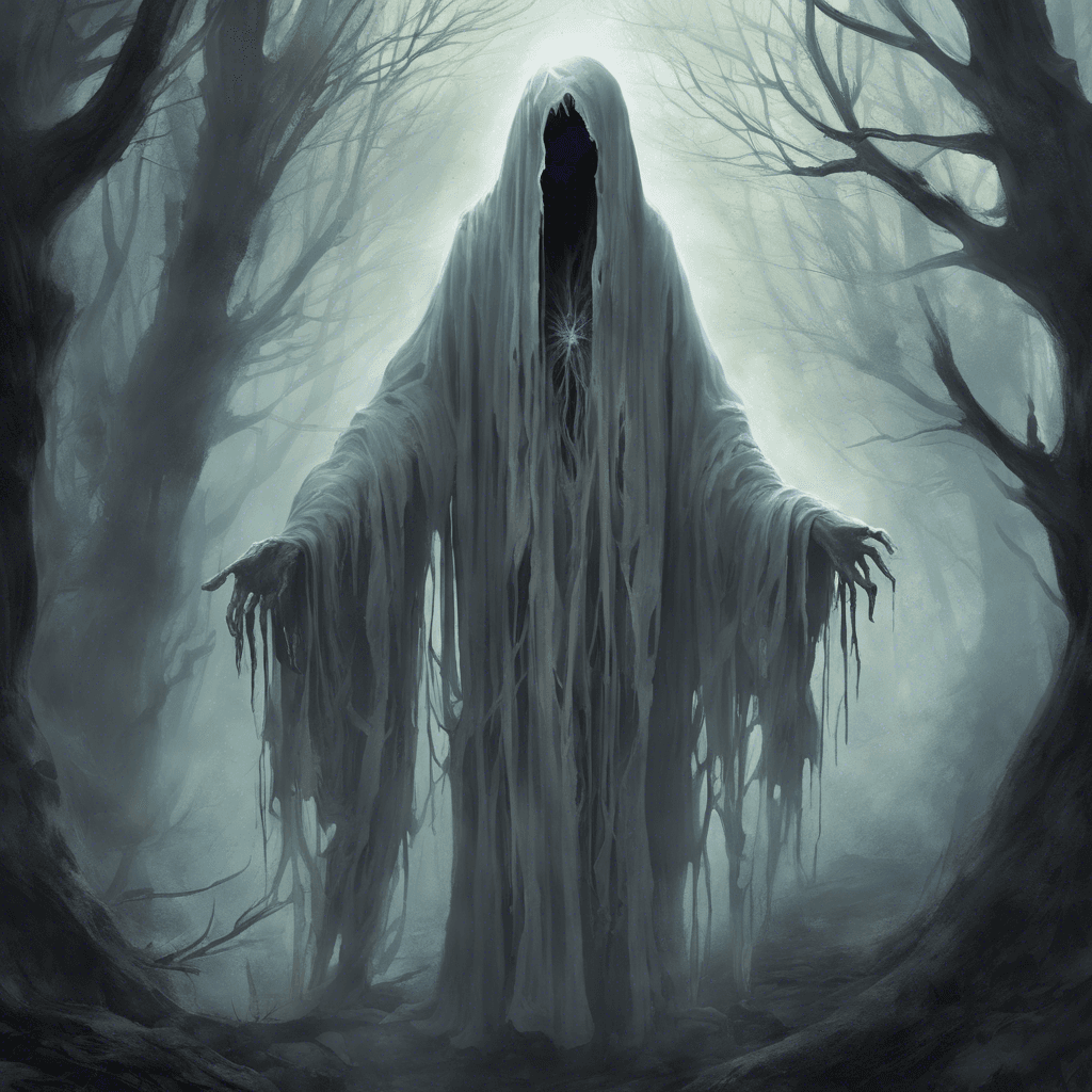 The Spectral Wailer is a ghostly figure draped in tattered, ethereal robes that seem to float and billow despite the lack of wind. Its hollow eyes glow with a chilling light, and its mournful wails send shivers down your spine, echoing through the Whispering Woods.