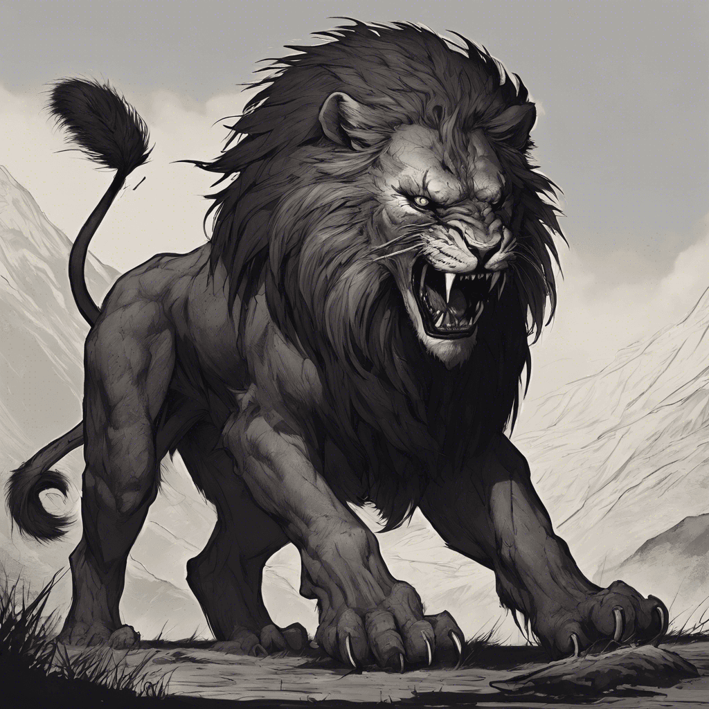 A fearsome beast with the body of a lion, a tail tipped with venomous spines, and a human-like face that carries an expression of insatiable malice. Its dark fur bristles with a bloodlust as old as the hills from which it hails.