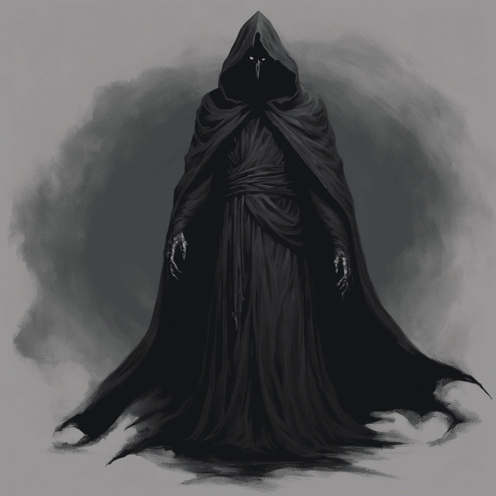 A cloaked figure shrouded in darkness, the Phantom Stalker moves with unearthly grace, its eyes glowing with malice. It emits an unsettling aura that chills you to the bone, a presence born from the darkest corners of the realm of shadows.