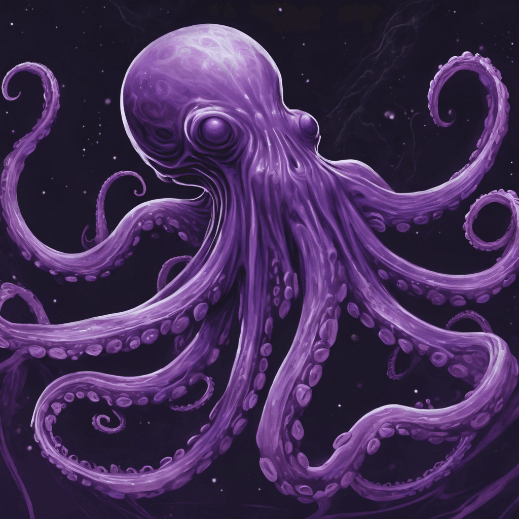 A floating entity made of swirling dark energy, emitting pulses of purple and black, with formless tendrils reaching outward like the arms of a starved octopus.