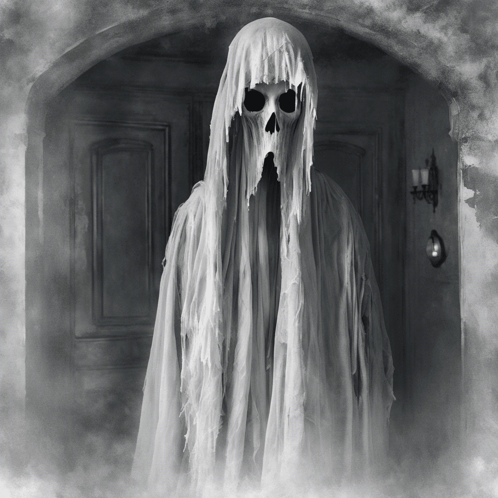 The Specter of the Manor is a ghostly figure draped in tattered, ethereal robes that billow around it as if caught in a perpetual wind. Its pale, translucent face is twisted in an expression of eternal anguish, and its eyes glow with a malevolent light. It moves silently through the halls of the mansion, leaving a trail of icy chills and whispers in its wake.