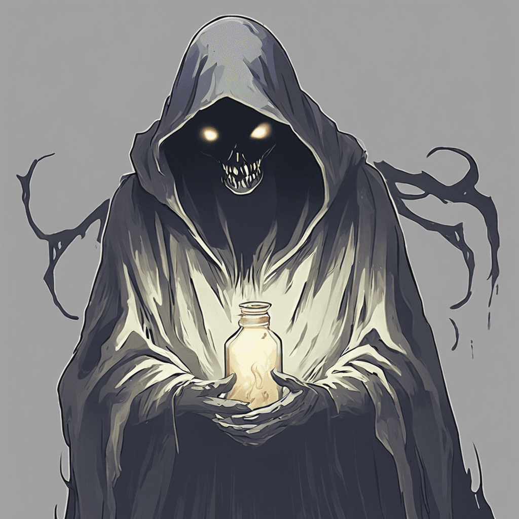 The Shadowed Specter is a ghostly figure that appears as a flickering shadow with glowing eyes. It emits an aura of chilling coldness and whispers of forgotten secrets. It moves silently and can phase through solid objects, making it a malevolent and elusive foe.