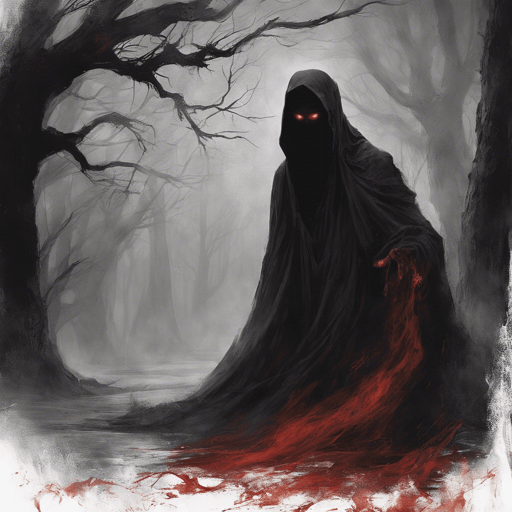 The Specter of Shadows is a ghostly figure draped in tattered black robes that seem to flow and twist like smoke. Its glowing red eyes pierce through the darkness, and an icy chill follows in its wake, sending shivers down the spine of anyone who gazes upon it. The sound of whispers and eerie laughter accompanies its haunting presence.