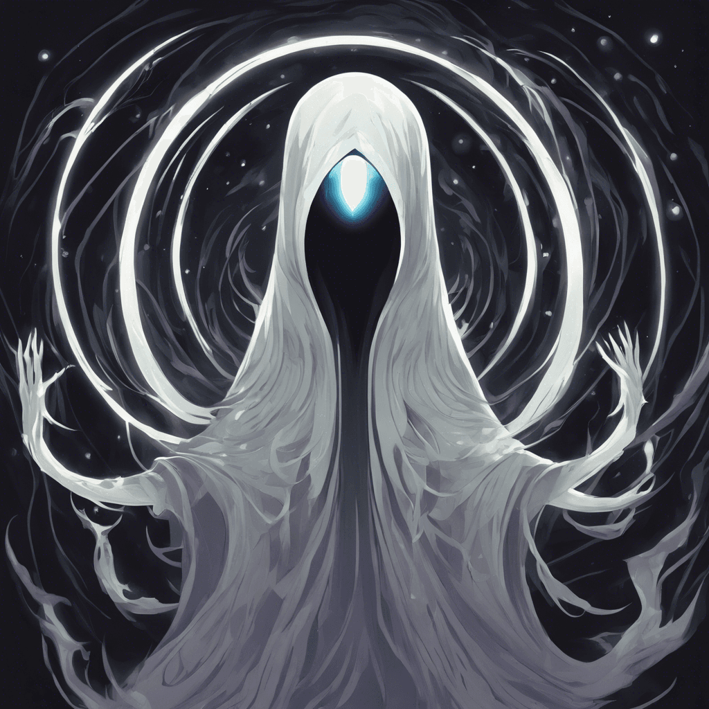 A spectral figure surrounded by swirling dark energy. Its eyes glow with a sinister, unnatural light, and ethereal claws extend from its elongated fingers. It moves with a silent, ghostly grace, phasing in and out of visibility.