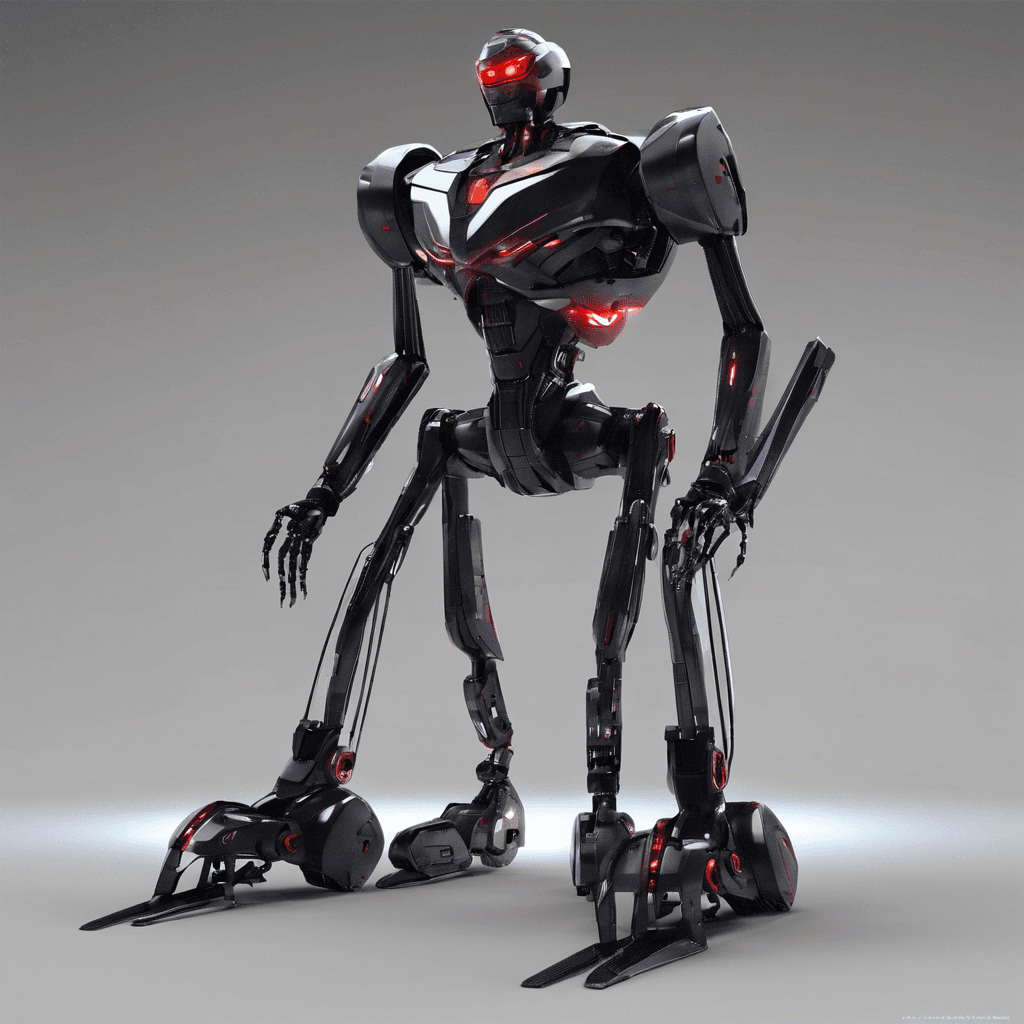 The Techtron X-9000 is a highly advanced robotic creation from the Intergalactic Police Force's robotics lab. It stands tall at 10 feet, with a sleek metallic body and glowing red eyes that emit a menacing aura. Its limbs are equipped with sharp, retractable blades, capable of slicing through metal with ease. The X-9000 emits a low hum as it moves, signaling its deadly precision in combat.