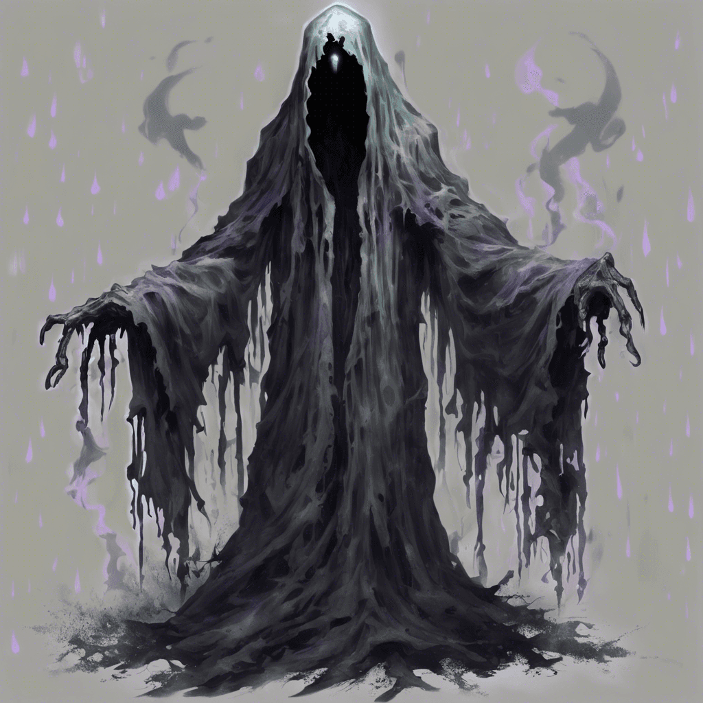 The Spectral Haunter is a ghostly figure clad in tattered robes, its face obscured by a swirling mist of darkness. It emits an otherworldly wail that chills you to the bone, and its touch drains the warmth from your soul.