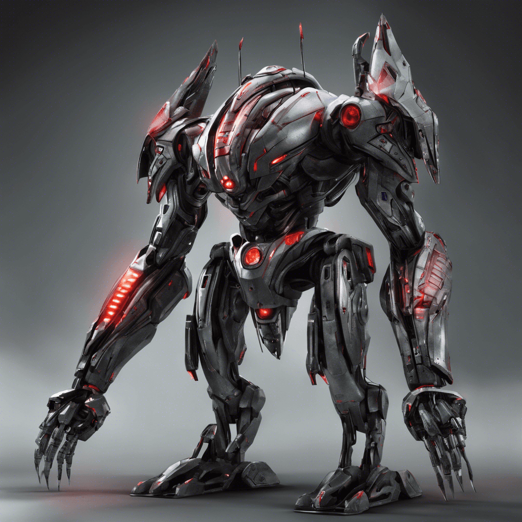 The Xenomech Sentinel is a towering robotic guardian, adorned with sleek, silver armor and glowing red optics that scan its surroundings with keen precision. Its limbs end in sharp, retractable blades, capable of slicing through metal with ease. The Sentinel emits a low hum as it hovers effortlessly above the ground, exuding an aura of technological menace.