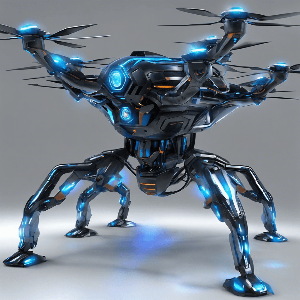 The Vortex Drone is a sleek and advanced robotic enemy, standing at 8 feet tall. Its body is made of a metallic alloy, with glowing blue lights emitting from various parts of its frame. Its arms end in sharp, rotating blades, ready to strike at any moment. The Drone moves with incredible speed and agility, making it a formidable opponent.