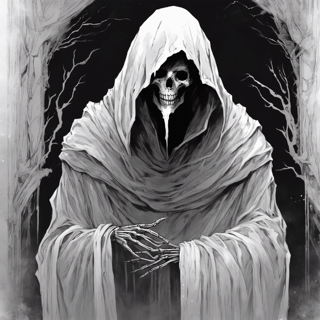 A chilling specter, the Wraith of the Wronged floats before you. Its body is semi-transparent and shrouded in tattered robes. Long, skeletal fingers extend from its sleeves, and its face is obscured by a hood, with only two gleaming points of light where its eyes should be. The air around it seems to distort with the coldness emanating from its form.