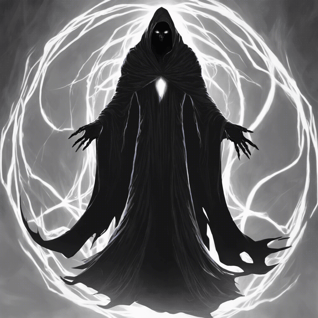 The Void Wraith is a shadowy figure, cloaked in darkness and surrounded by an aura of pure energy. Its body seems to warp and shift, making it difficult to focus on. Its eyes glow with a malevolent light, and its movements are swift and unpredictable.