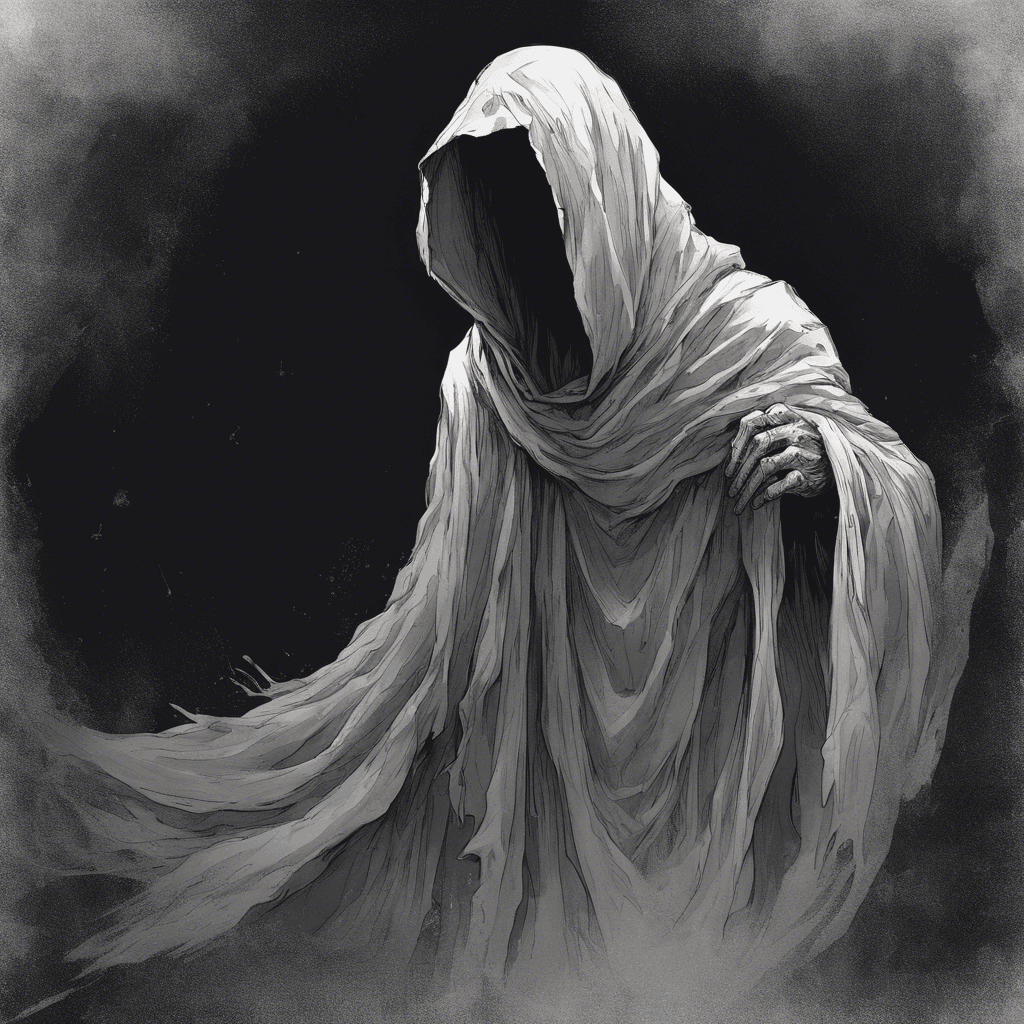 The Specter of Despair is a ghostly figure draped in tattered robes, its face obscured by a shadowy hood. Its presence fills the air with an icy chill, and its mournful wails seem to pierce through your very soul, instilling a sense of hopelessness and fear.